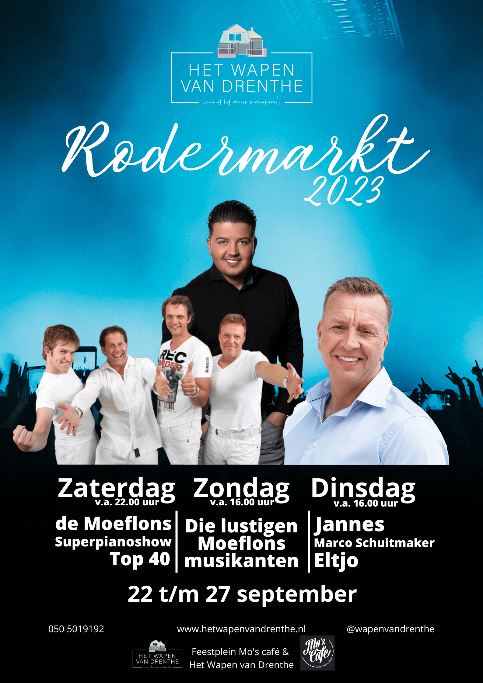 Rodermarkt 2023 Live Muziek - Moeflons, Eltjo, Marco Schuitmaker, Jannes